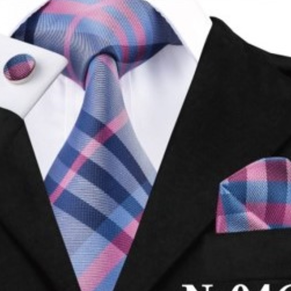 Blue & Pink Plaid Necktie Boxset